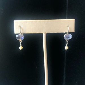 Amethyst, quartz and pearl sterling earrings